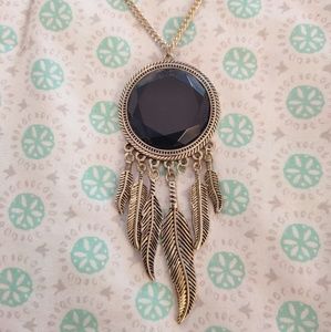Black and Gold Pendant Necklace